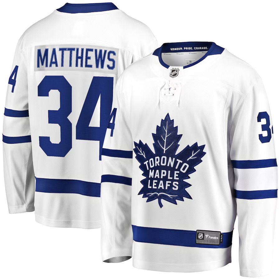 Men Toronto Maple Leafs #34 Auston Matthews Fanatics Branded White Away Premier Breakaway Player NHL Jersey